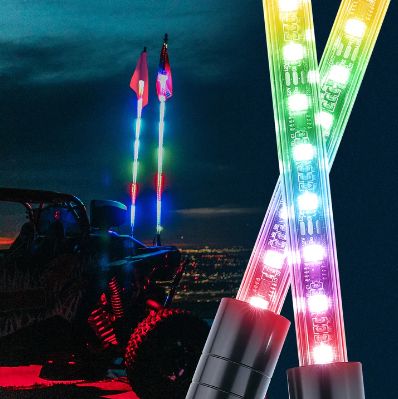 LED Whip Lights For ATV/UTV/RZR (5FT &amp; RGB - 2Pcs)