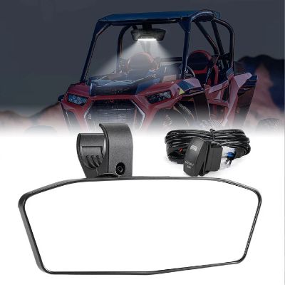 Rear View Mirror With Lights Fit 1.75"-2" Round Roll Bar