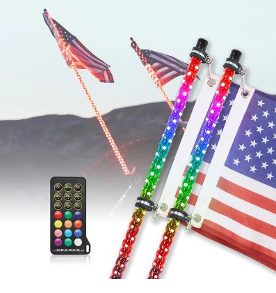 2pcs 5FT UTV Spiral Whip Light with RF Remote Control