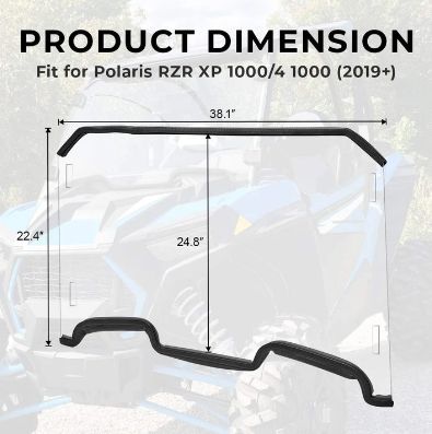 Front Full Windshield with 4 Black Clamps For Polaris RZR