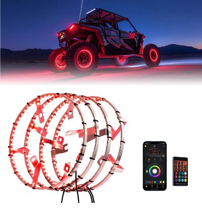 UTV Wheel Ring Lights Kit w/RGB Chasing Color for Polaris RZR PRO XP/4 2020-2024