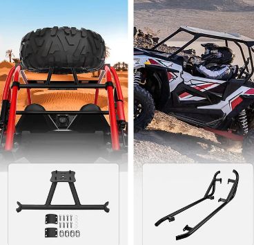 Spare Tire Carrier Mount &amp; Side Nerf Bars Rock Sliders Fit Polaris RZR XP 1000
