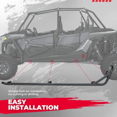 Steel Nerf Bars Fit Polaris RZR XP4 1000 / 4 Turbo 2014-2023