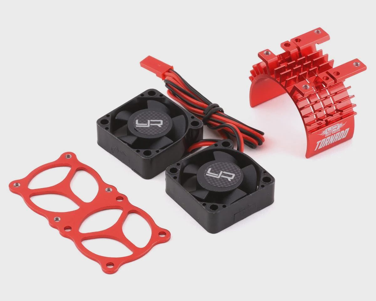 Yeah Racing Aluminum 540/550 Motor Heat Sink w/Twin Tornado Fans (Red)