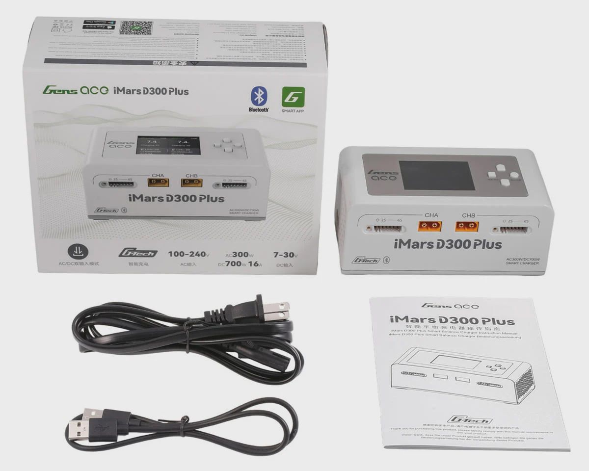 Gens Ace iMars D300 Plus G-Tech Smart Dual AC/DC Charger (White) (6S/16A) (AC-300W) (DC-350W x2) w/Bluetooth App Control