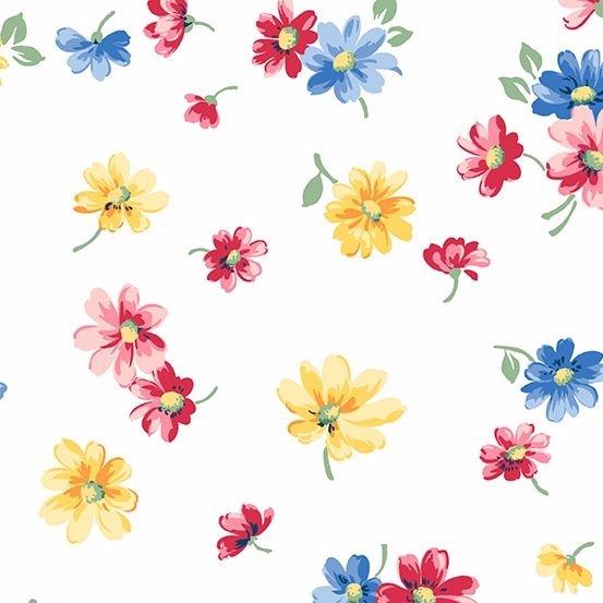 Strawberry Jam Falling Blossoms White Fat Qtr
