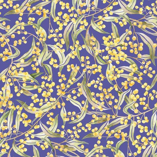 Golden Wattle - Golden Wattle Periwinkle L Fat Qtr