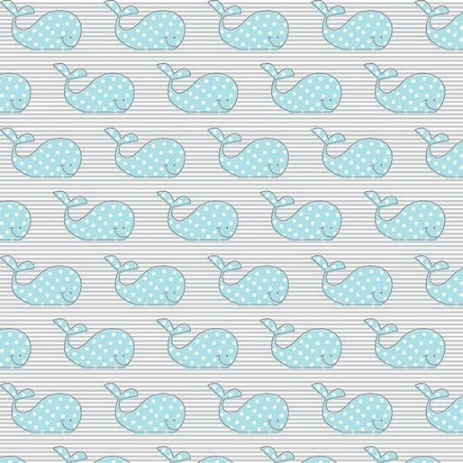 Adorable Alphabet - Whales Blue Fat Qtr
