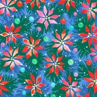 Wishwell Afterglow - Poinsettas on Evening Fat Qtr