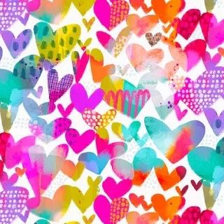 Everyday Magic - Multi Colour Hearts Fat Qtr
