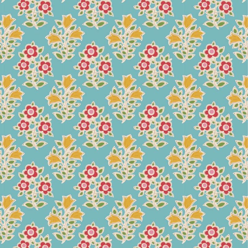 Farm Flowers Teal (Tiny Farm/Maple Farm 2020) Fat Qtr