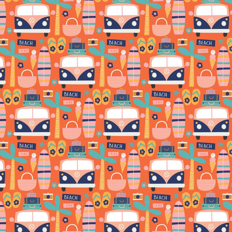 Devonstone - Vacation Kombi Van Orange Fat Qtr