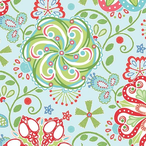 Sewing Room 2 - Medallions Aqua Fat Qtr