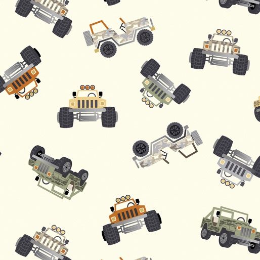 Safari Adventure - Adventure Jeeps Cream Fat Qtr