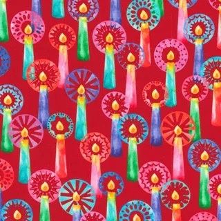 Wishwell Afterglow - Candles on Cranberry Fat Qtr