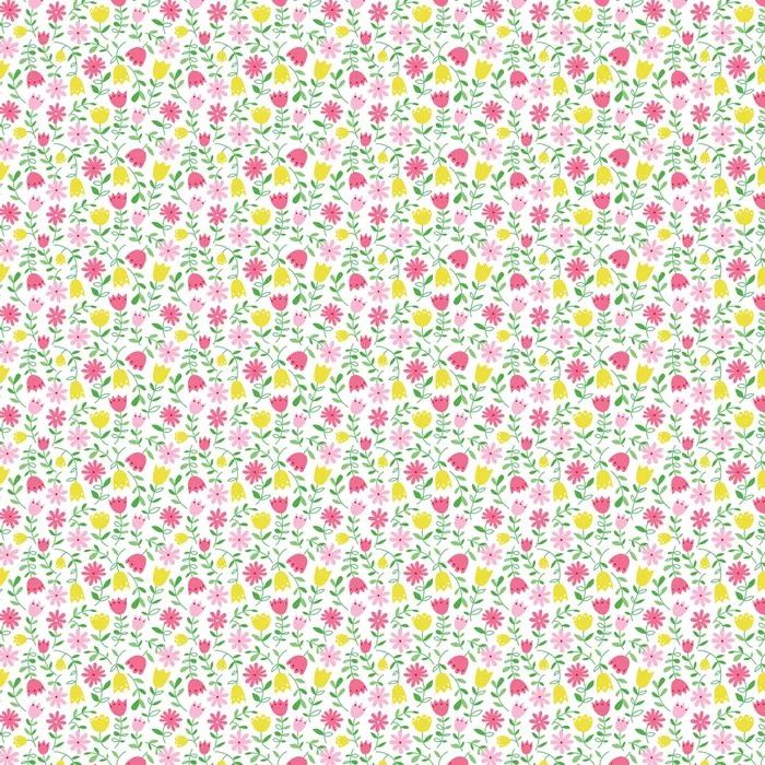 Sarah Kay- Heritage Coordinates - White With Pink And Yellow Flowers Fat Qtr