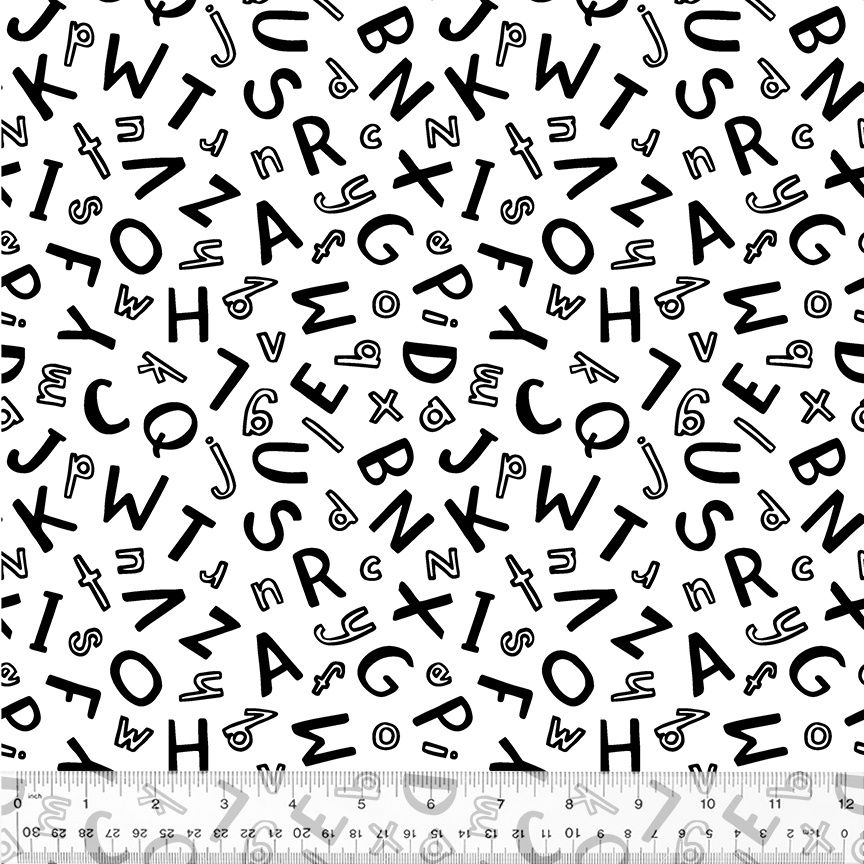 First Look - Alphabet Black on White Fat Qtr