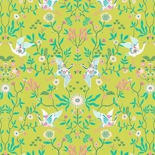 Blossom Days - Green Birds Fat Qtr