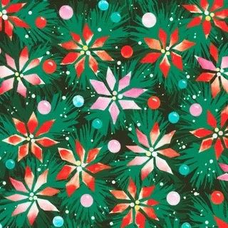 Wishwell Afterglow - Poinsettas on Spruce Fat Qtr