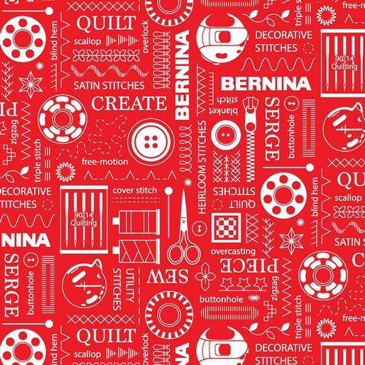 Bernina - Sewing Room 2 - Stitches Red Fat Qtr