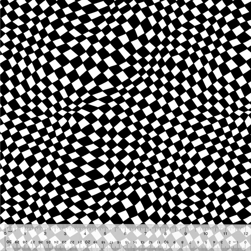 First Look - Warped Checker Black on White Fat Qtr