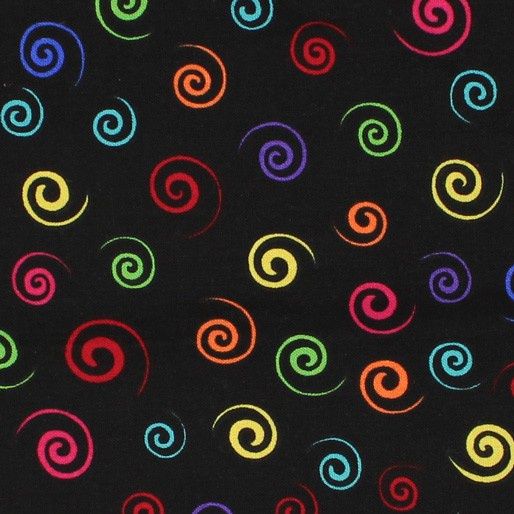 Celebrations Spiral Black Fat Qtr