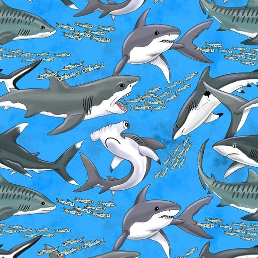 Sea Life Sharks Fat Qtr