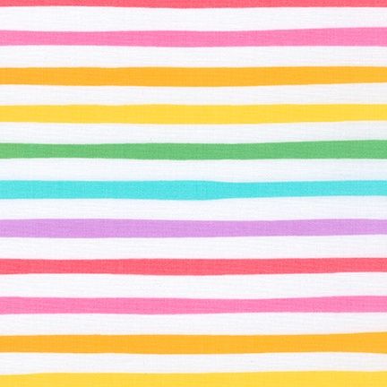 Magical Rainbow Unicorns Rainbow Stripes - White Fat Qtr