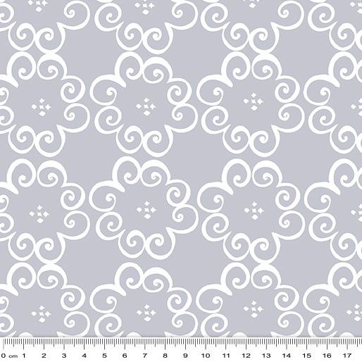 Social Butterfly Flowers Scroll Grey Fat Qtr