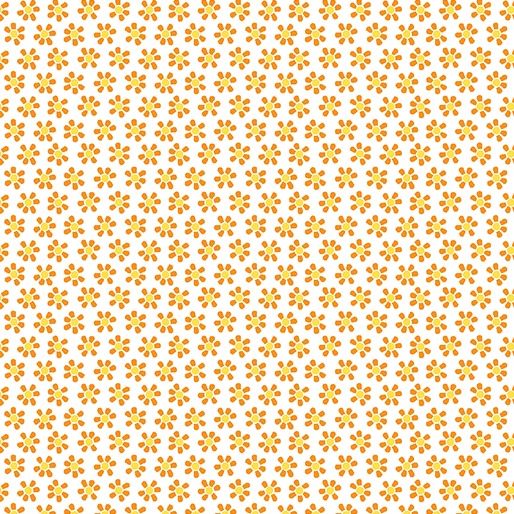 Chalk Garden - Mini Daisy White/Orange Fat Qtr