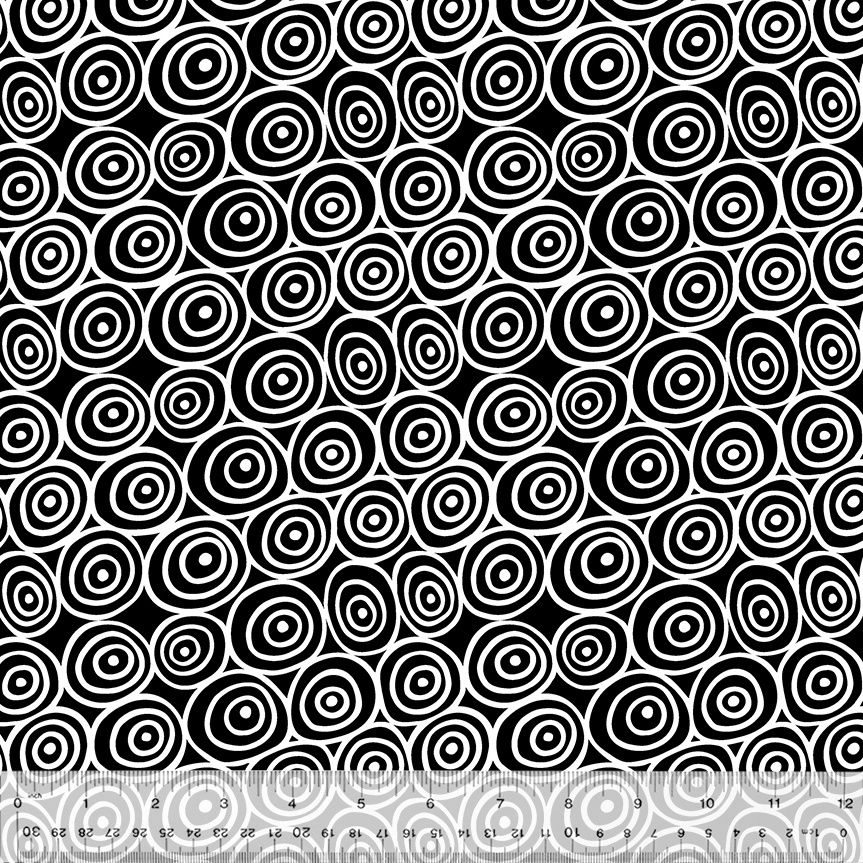 First Look - Concentric Circles White on Black Fat Qtr