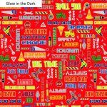 Construction Crew - Construction Words Red Fat Qtr