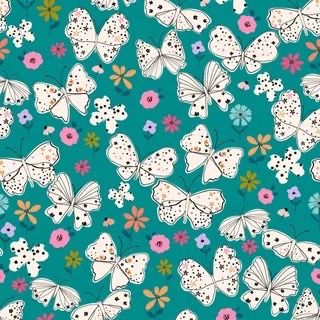 Butterfly Fields - Teal Butterfly Fat Qtr