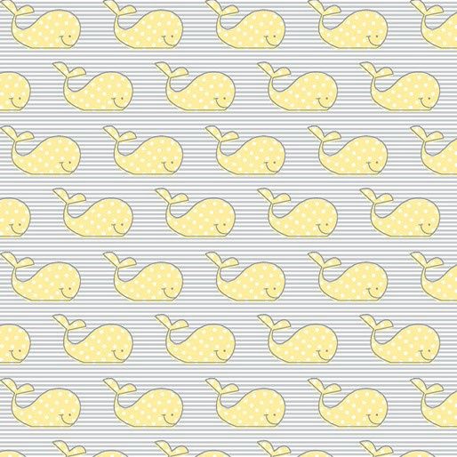 Adorable Alphabet - Whales Yellow Fat Qtr