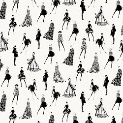 Dressed and Obsessed - Fashion Models - Off White and Black Fat Qtr
