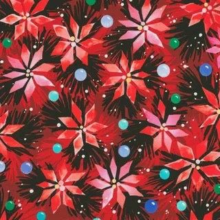 Wishwell Afterglow - Poinsettas on Pomegranate Fat Qtr