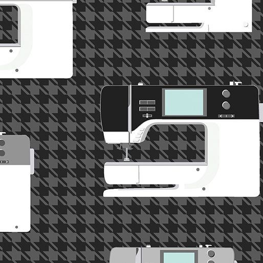 Sewing Room 2 - Sewing Machines Charcoal Fat Qtr