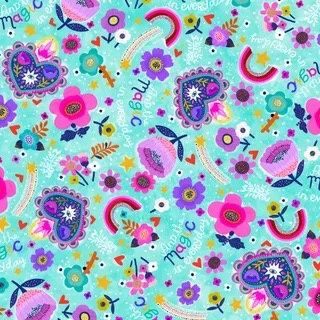 Everyday Magic - Hearts on Blue Fat Qtr