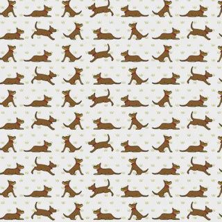 Red Tractor Collection - Brown Dogs On White Fat Qtr