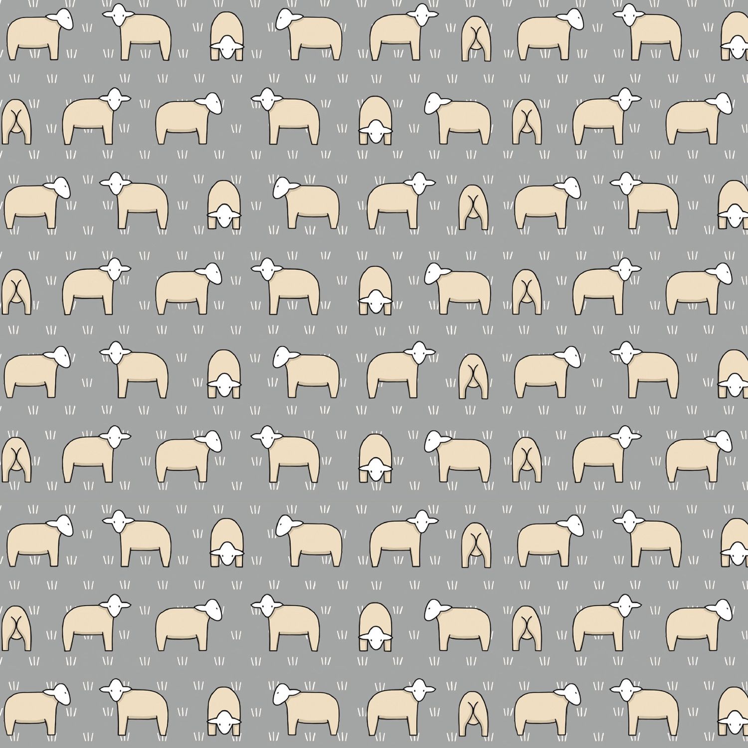 Red Tractor Collection - Sheep On Grey Fat Qtr