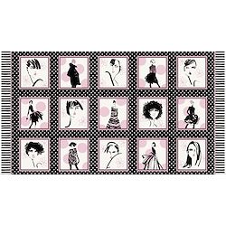 Dressed and Obsessed - 6in x 6.5in Blocks - Black and Pink Panel