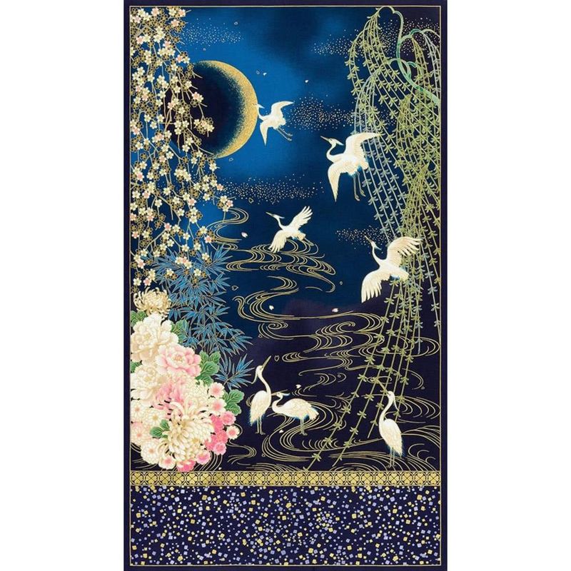 Imperial Collection 16 Midnight Mum Crane Garden Panel Spring