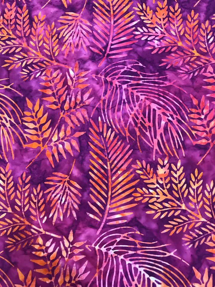 Orange and Purple Fern Batik Fat Qtr