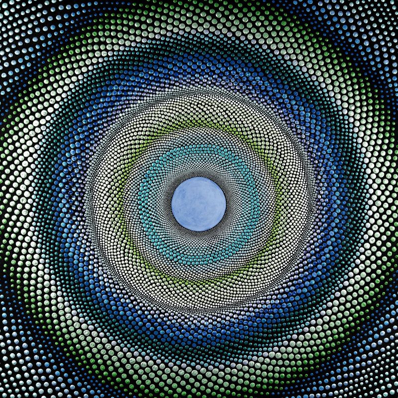 Mindful Mandalas - Tunnel Dots Blue - Panel