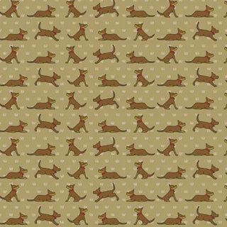 Red Tractor Collection - Brown Dogs On Green Fat Qtr