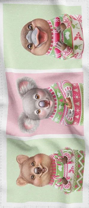 Aussie Friends Festive Fun - Platypus Koala Wombat Panel