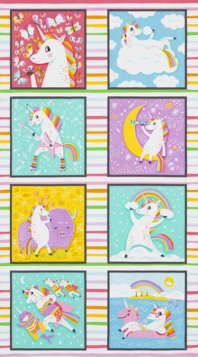 Magical Rainbow Unicorns Panel - Rainbow