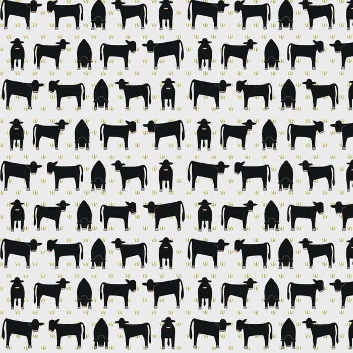 Red Tractor Collection - Black Cows On White Fat Qtr