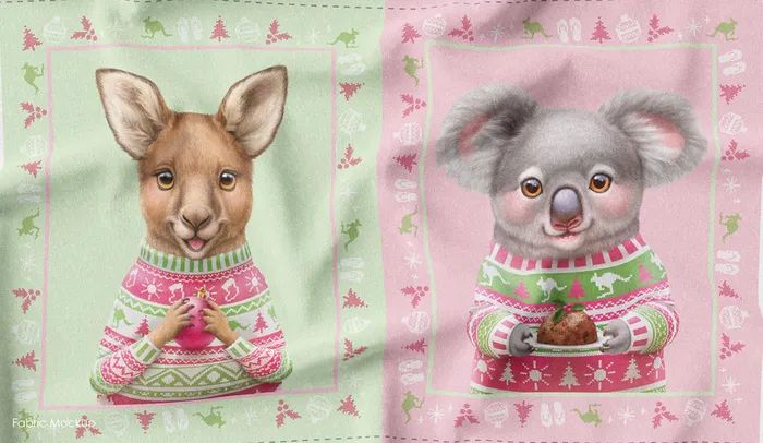 Aussie Friends Festive Fun - Santa Bag Panel