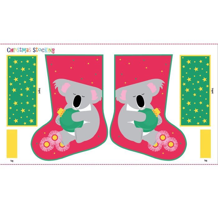 Festive Friends Stocking Panel - Koala